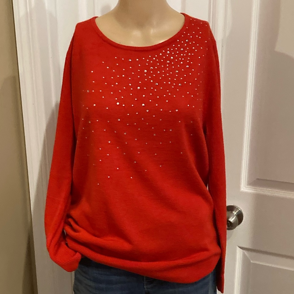 Brand New Laura Scott Rhinestone Sweater 
Size XL